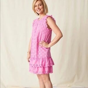 NWT Matilda Jane Enchanted Garden Shift into Spring Eyelet Dress Pink Size Large
